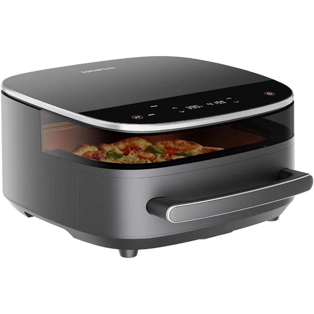 AlfaBot 11-in-1 Extra Large 6 QT Air Fryer Fits 12" Pizza or Steaks, 450°F Dual Heat Source Technology with Superior Airflow, Smart Digital Fryer with Cooking Basket, Whisper-Quiet