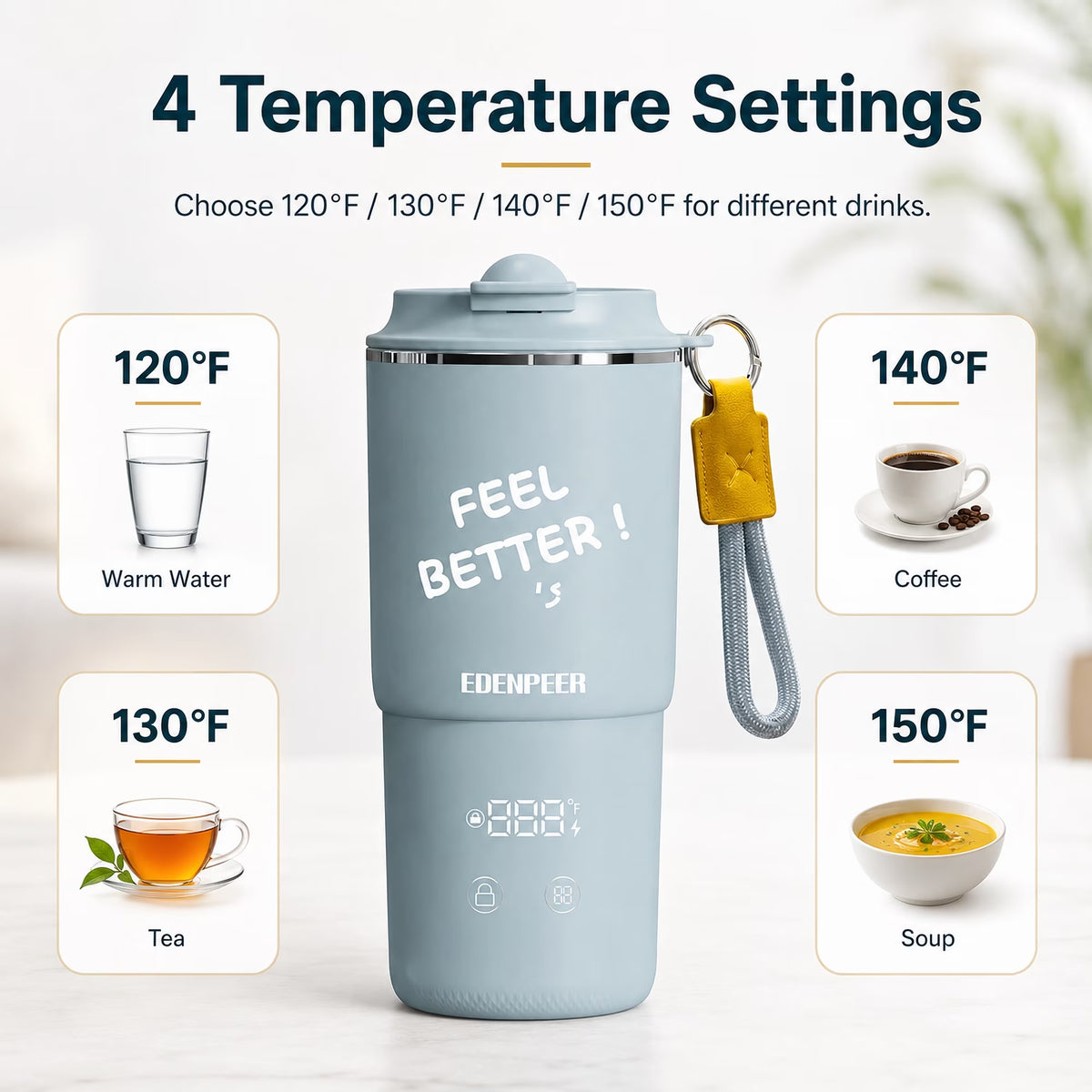 AlfaBot Temperature Control Heated Coffee Mug Smart Self Heating Travel Mug 14 Oz,Controlled Warmer Keep Coffee Hot Fast for Home, Office and Commute