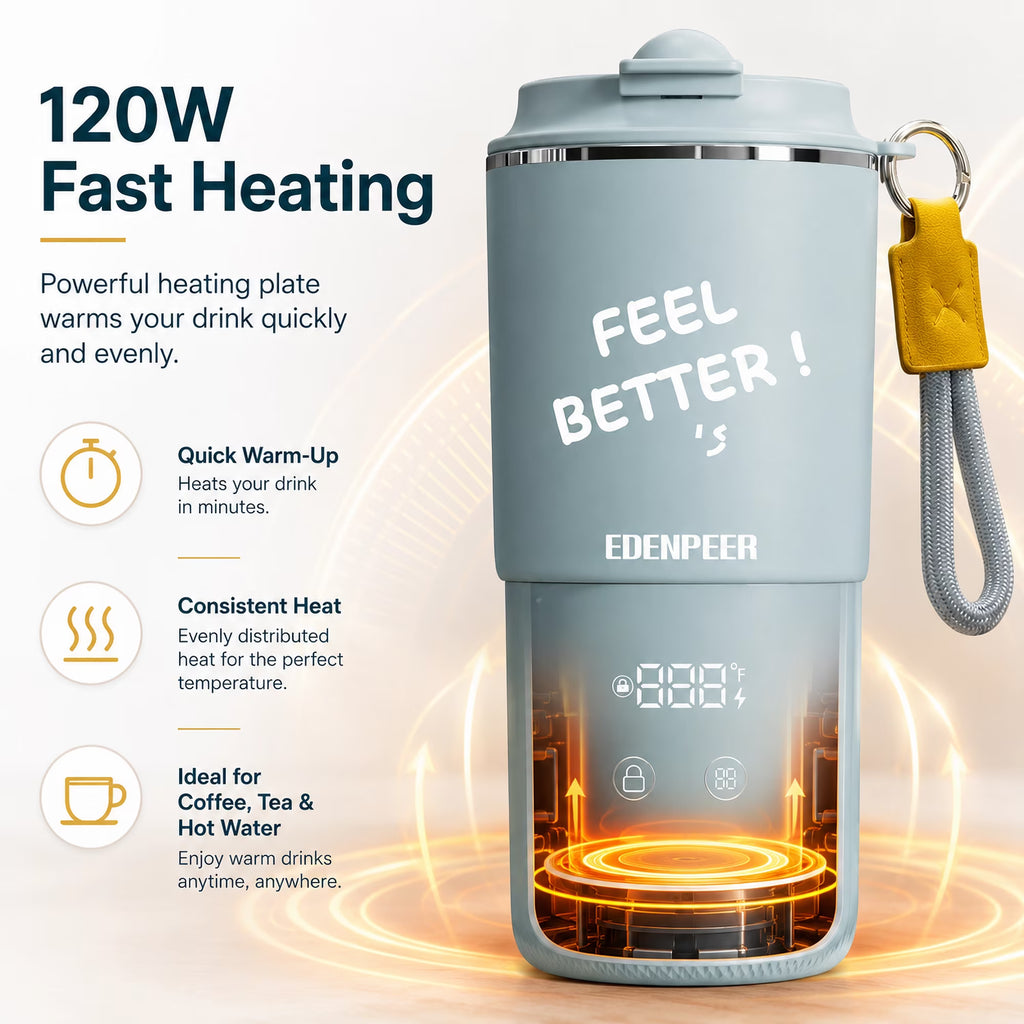 AlfaBot Temperature Control Heated Coffee Mug Smart Self Heating Travel Mug 14 Oz,Controlled Warmer Keep Coffee Hot Fast for Home, Office and Commute