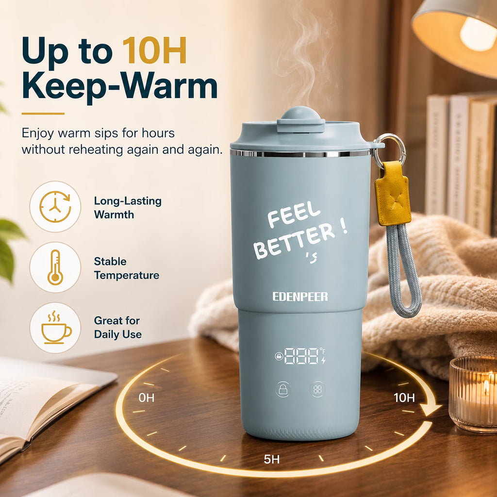 AlfaBot Temperature Control Heated Coffee Mug Smart Self Heating Travel Mug 14 Oz,Controlled Warmer Keep Coffee Hot Fast for Home, Office and Commute