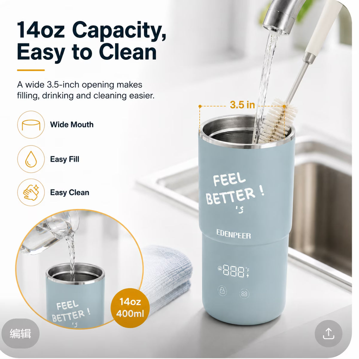 AlfaBot Temperature Control Heated Coffee Mug Smart Self Heating Travel Mug 14 Oz,Controlled Warmer Keep Coffee Hot Fast for Home, Office and Commute