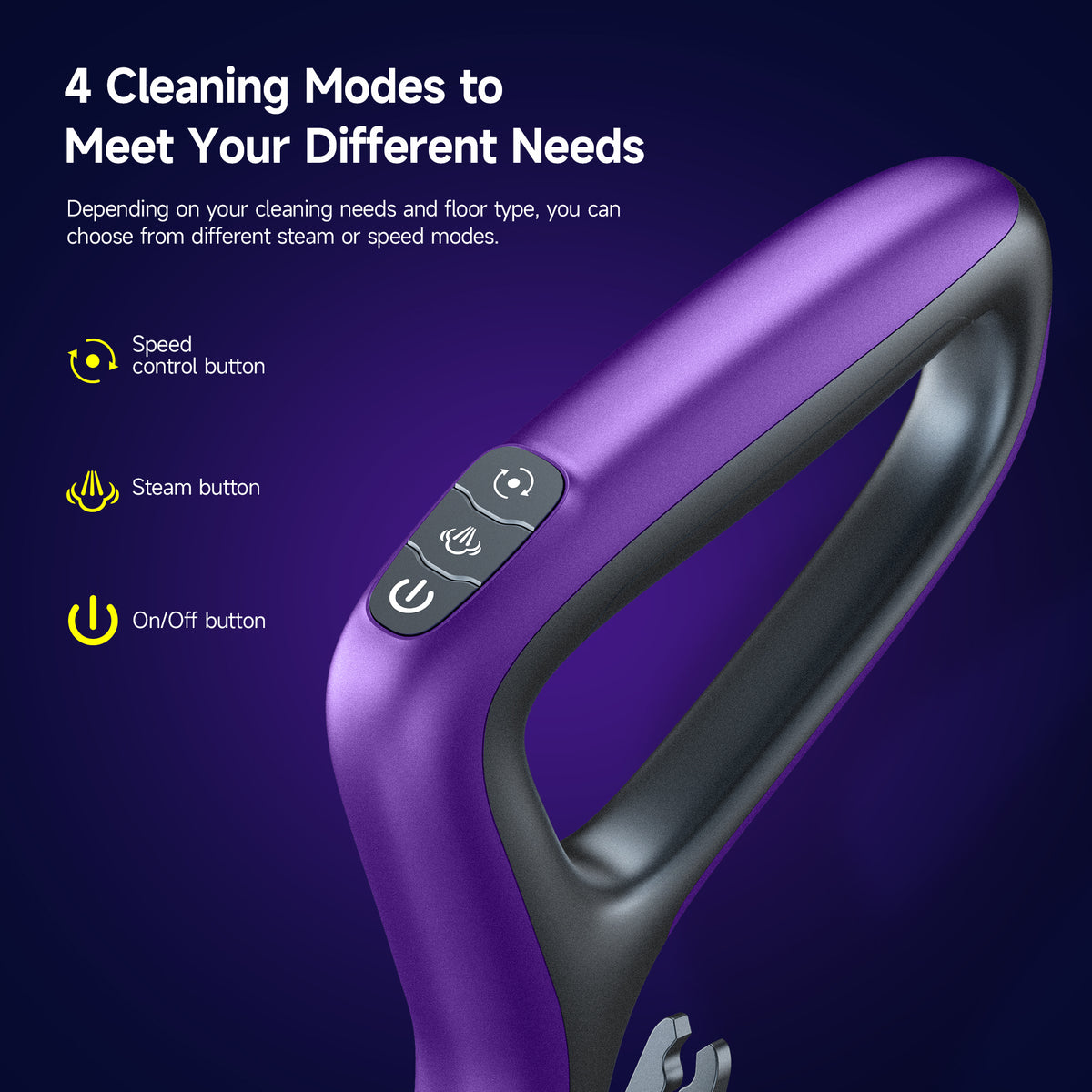 BOJUK Steam & Scrub Mop with Rotating Mop Pads, LED Headlights, Adjustable Spin Control for Cleaning All Hard Floor
