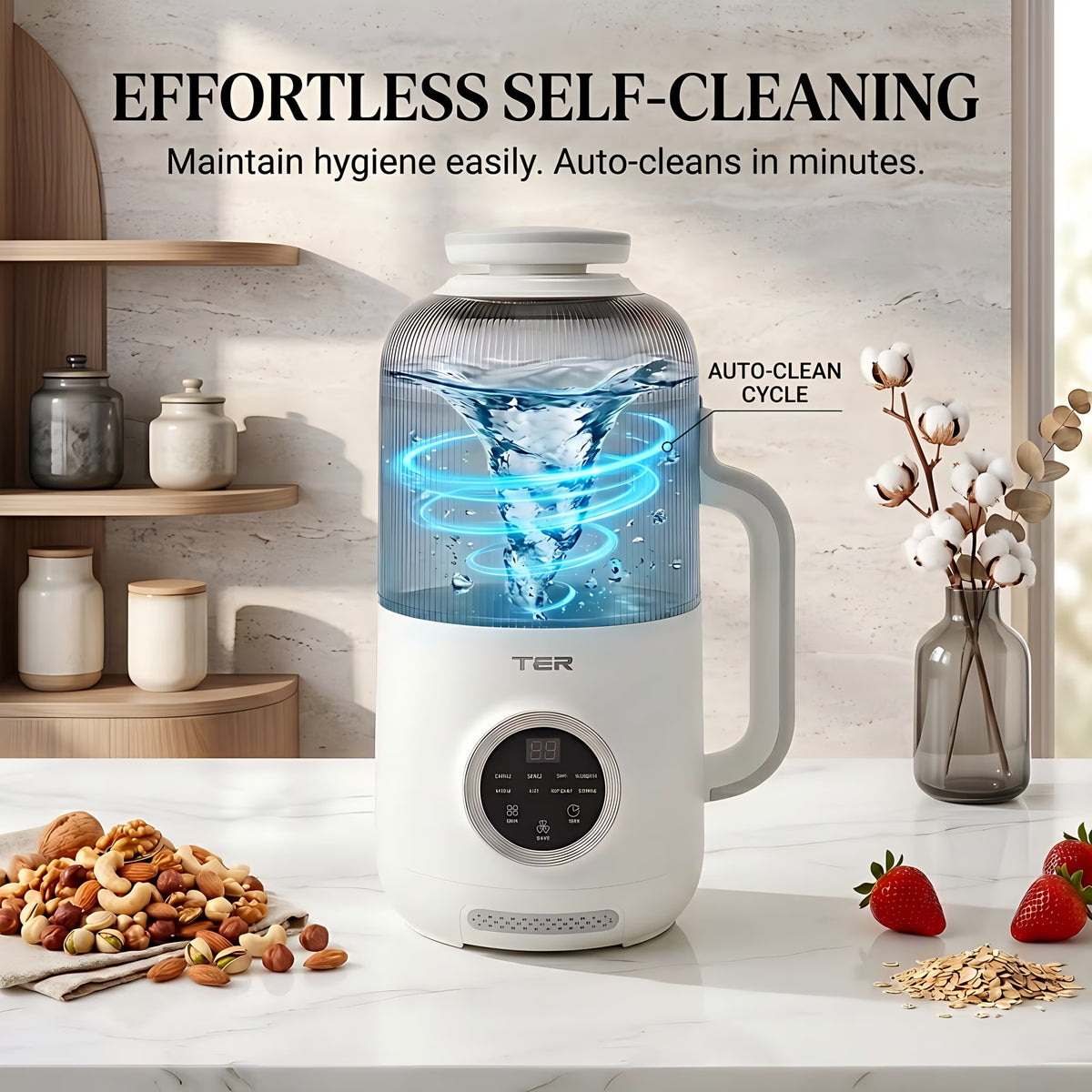 AlfaBot 40 oz Nut Milk Maker Machine, 10-in-1 Automatic Soy Milk Maker for Almond, Oat & Soy Milk, Plant-Based Milk Maker with Delay Start, Keep Warm, Self Cleaning & Boil Water