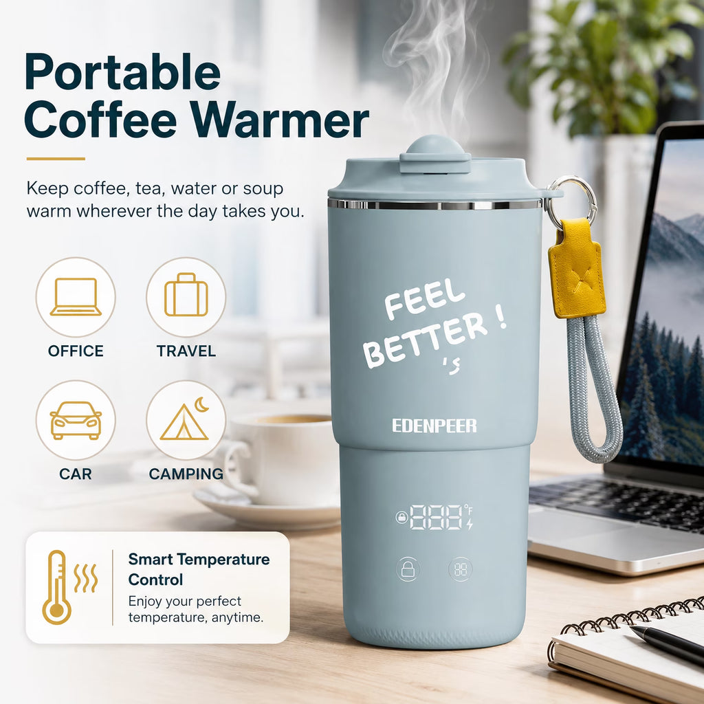 AlfaBot Temperature Control Heated Coffee Mug Smart Self Heating Travel Mug 14 Oz,Controlled Warmer Keep Coffee Hot Fast for Home, Office and Commute