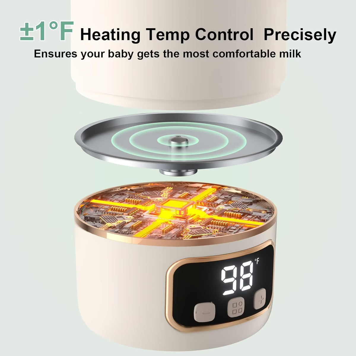AlfaBot Portable Bottle Warmer for Travel ,Large 17.6oz Precise Temp Control for Breastmilk & Formula, Long Battery Life, USB Rechargeable Fast Heating Leak-Proof